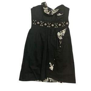 Lilly Pulitzer Crystal Black Strapless Mini Dress Size 4 Late Night Toile Print